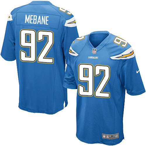 Men's Game Brandon Mebane Nike Jersey Electric Blue Alternate - #92 NFL Los Angeles Chargers